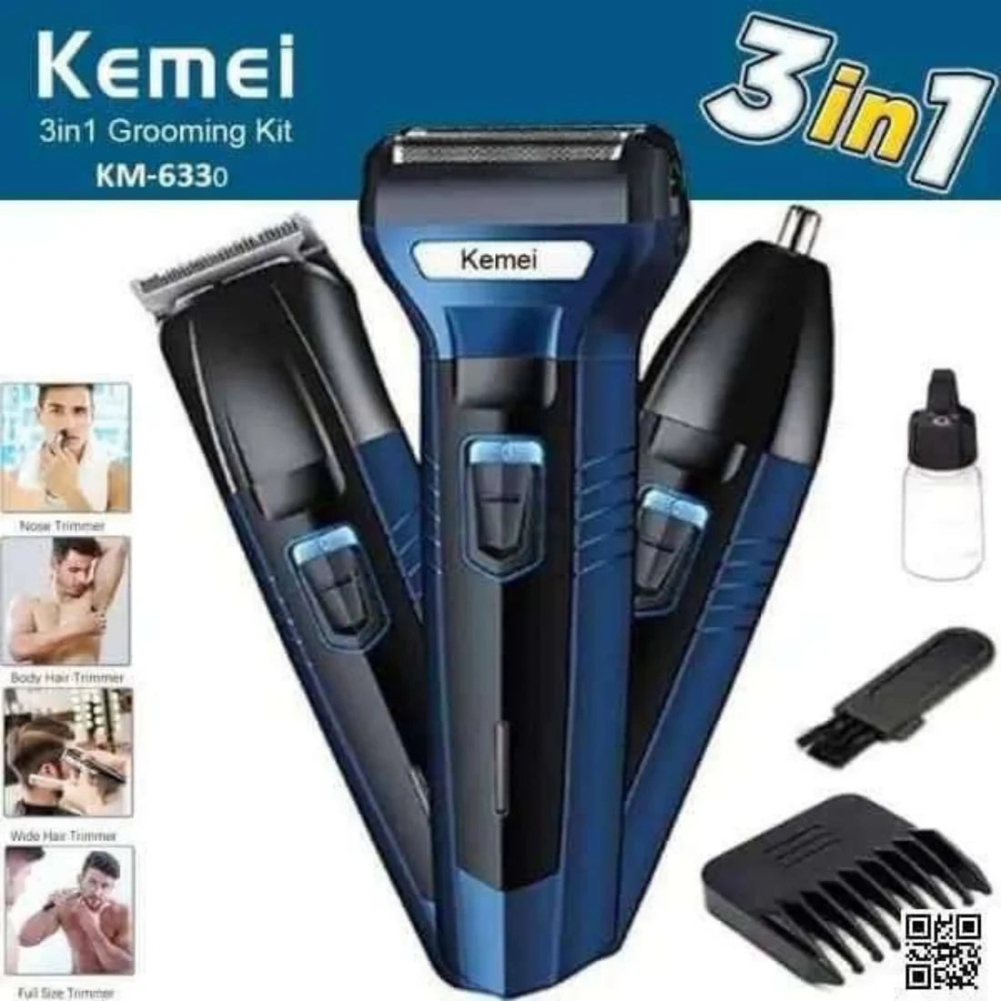 Original Kemei KM-6330 (3 In 1) Grooming Kit (6 Month Warranty)